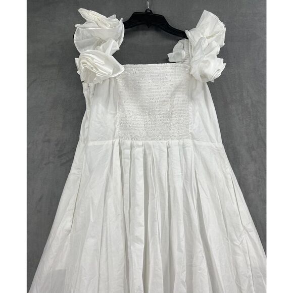 Anthropologie The Corina Ruffled Dress by Maeve Size Xlarge white Midi Dress - Picture 8 of 11